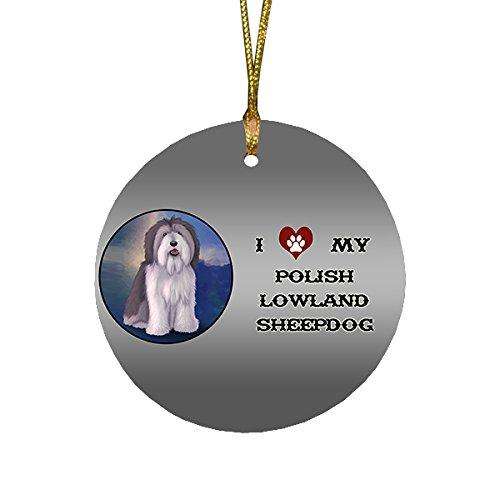 I Love My Polish Lowland Sheepdog Dog Round Christmas Ornament