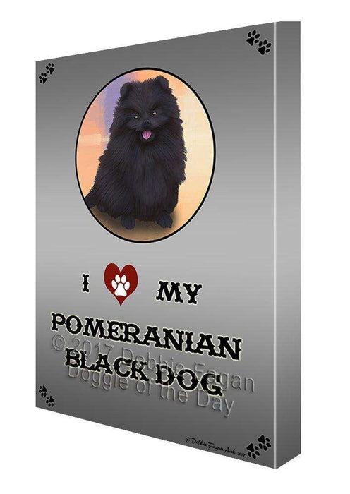 I Love My Pomeranian Black Dog Canvas Wall Art D237