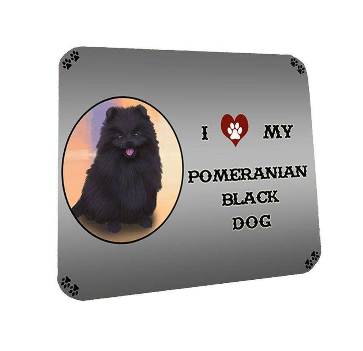 I Love My Pomeranian Black Dog Coasters Set of 4