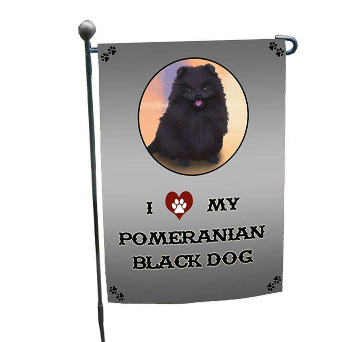 I Love My Pomeranian Black Dog Garden Flag