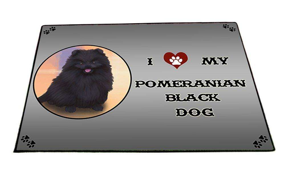 I Love My Pomeranian Black Dog Indoor/Outdoor Floormat