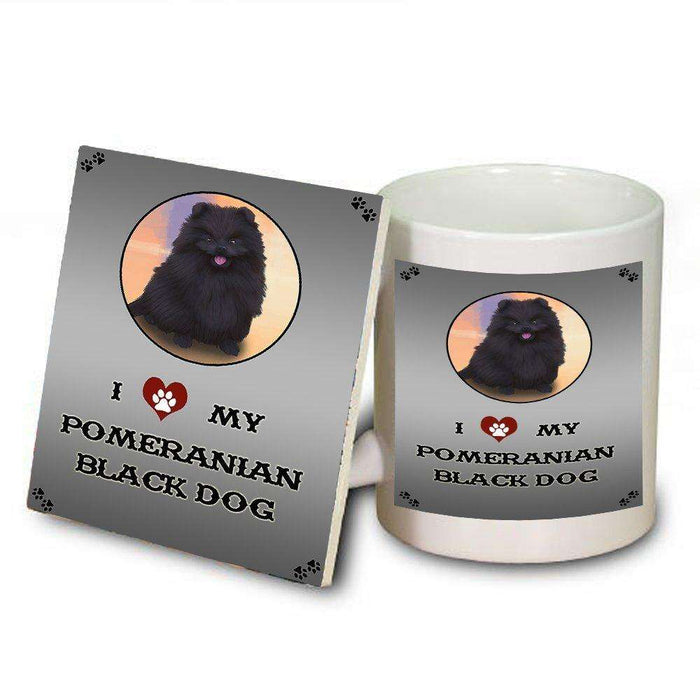 I Love My Pomeranian Black Dog Mug and Coaster Set