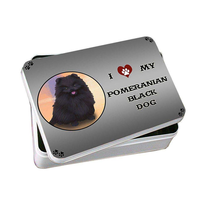 I Love My Pomeranian Black Dog Photo Storage Tin