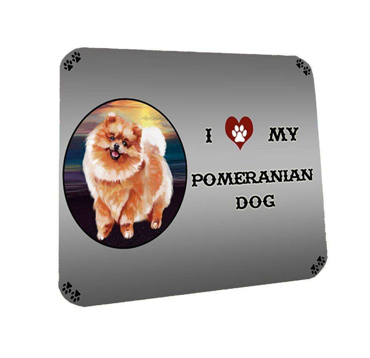 I Love My Pomeranian Dog Coasters Set of 4