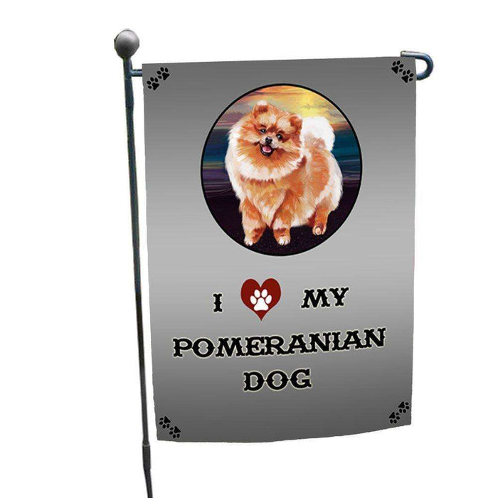 I Love My Pomeranian Dog Garden Flag