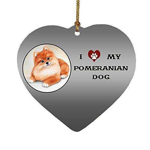 I Love My Pomeranian Dog Heart Christmas Ornament