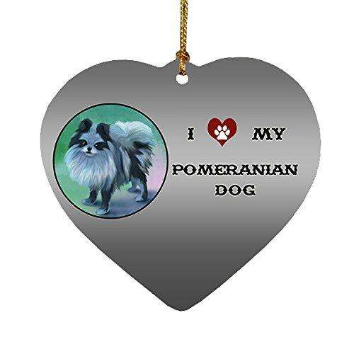 I Love My Pomeranian Dog Heart Christmas Ornament