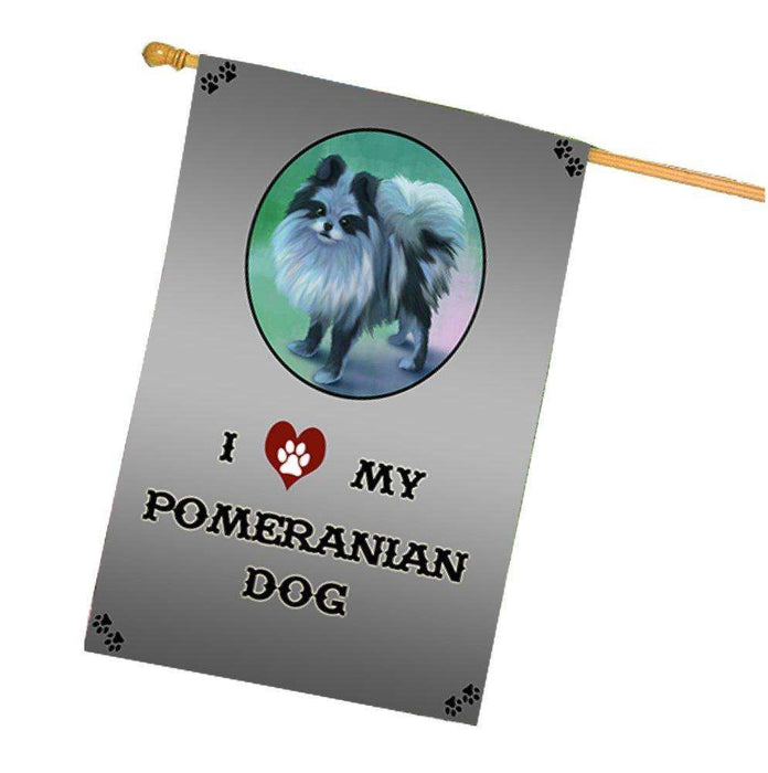 I Love My Pomeranian Dog House Flag