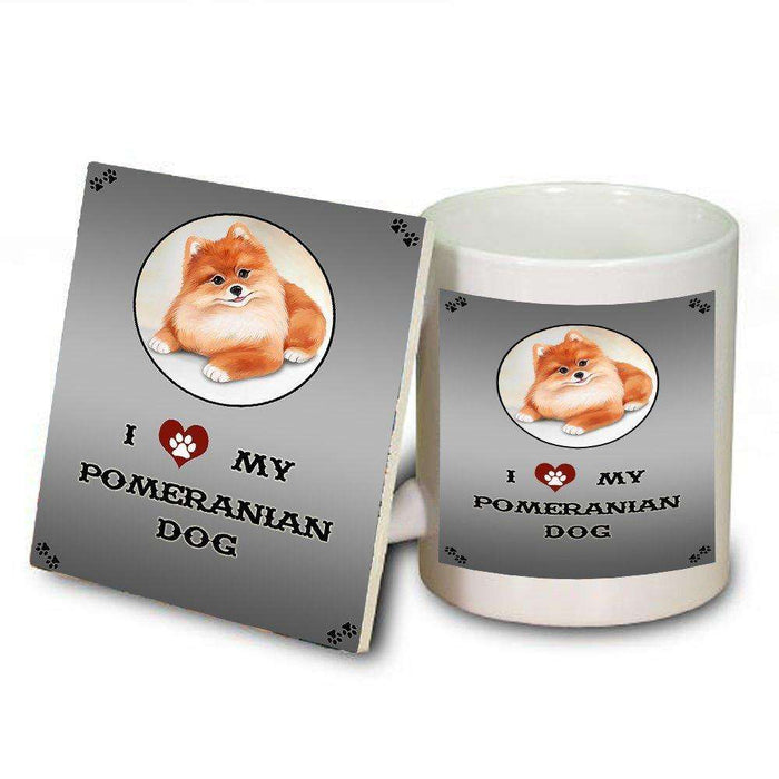 I Love My Pomeranian Dog Mug and Coaster Set