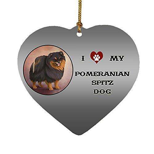 I Love My Pomeranian Spitz Dog Heart Christmas Ornament