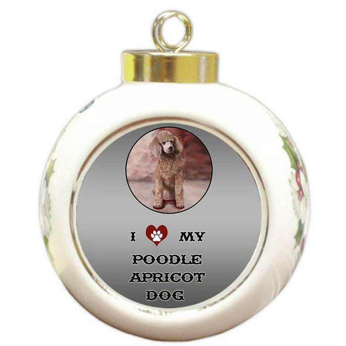 I Love My Poodle Apricot Dog Round Ball Christmas Ornament