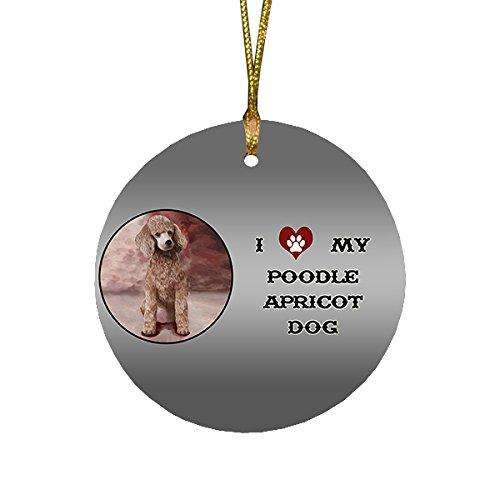 I Love My Poodle Apricot Dog Round Christmas Ornament