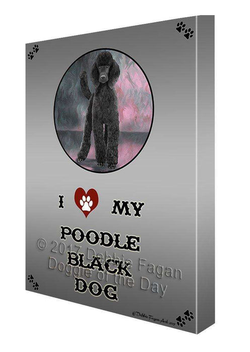 I Love My Poodle Black Dog Canvas Wall Art D246