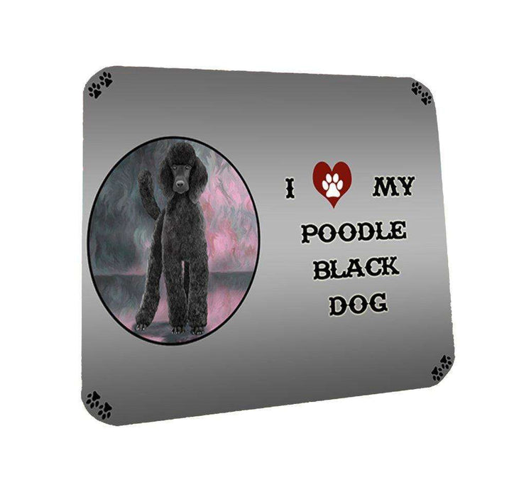 I Love My Poodle Black Dog Coasters Set of 4