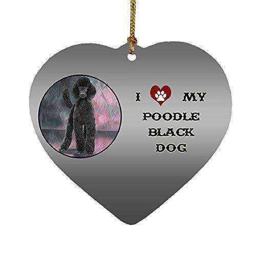 I Love My Poodle Black Dog Heart Christmas Ornament