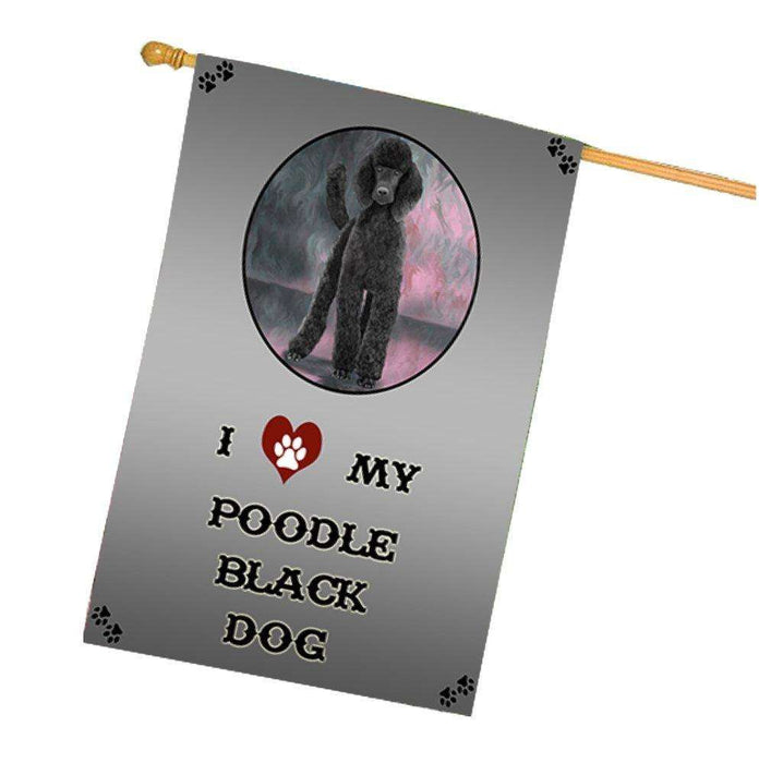 I Love My Poodle Black Dog House Flag