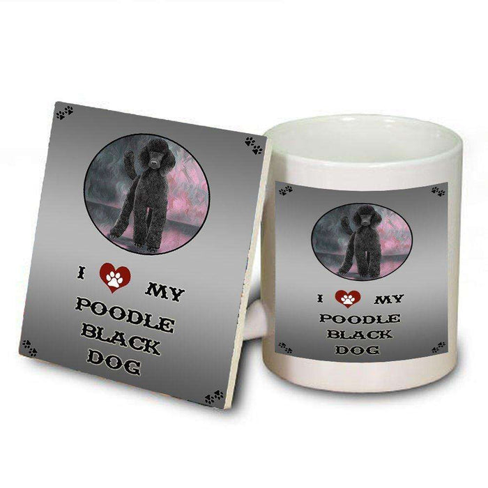 I Love My Poodle Black Dog Mug and Coaster Set