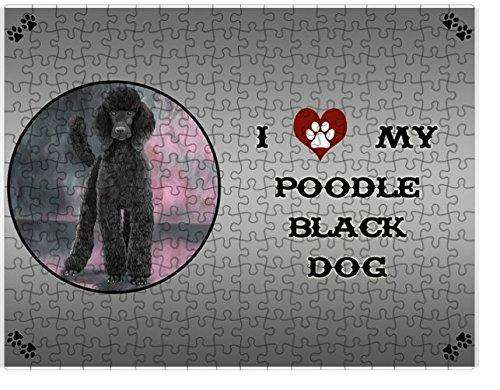 I Love My Poodle Black Dog Puzzle with Photo Tin