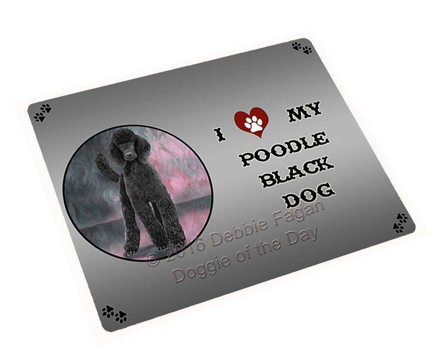 I Love My Poodle Black Dog Tempered Cutting Board