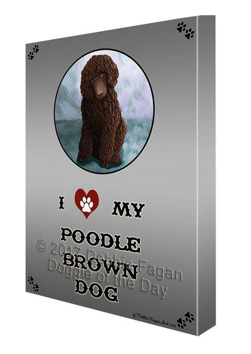 I Love My Poodle Brown Dog Canvas Wall Art D247