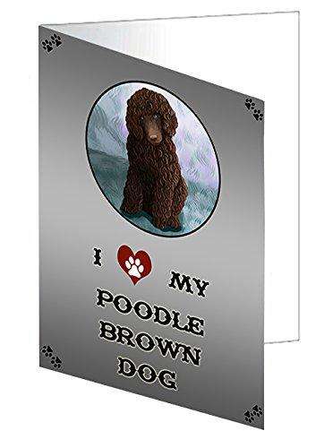 I Love My Poodle Brown Dog Handmade Artwork Assorted Pets Greeting Cards and Note Cards with Envelopes for All Occasions and Holiday Seasons