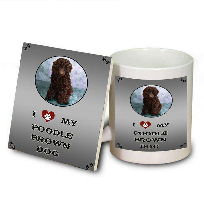 I Love My Poodle Brown Dog Mug and Coaster Set