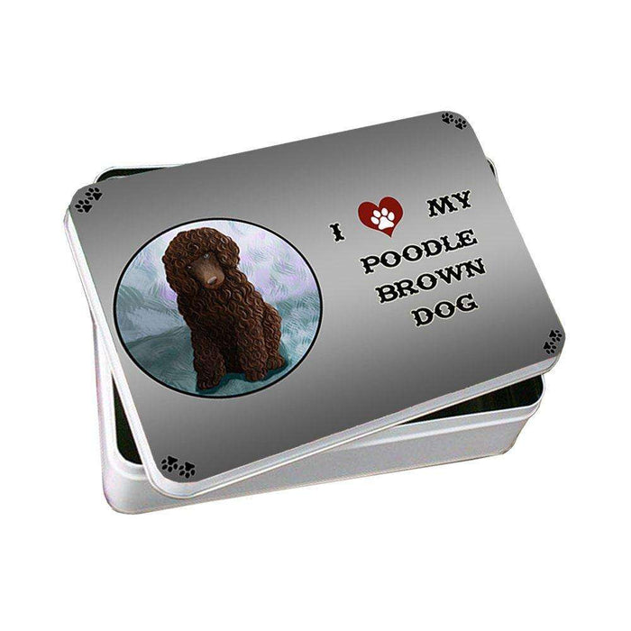 I Love My Poodle Brown Dog Photo Storage Tin