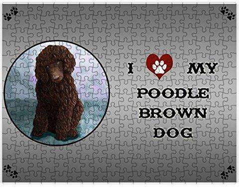 I Love My Poodle Brown Dog Puzzle with Photo Tin