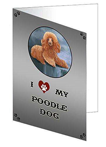I Love My Poodle Dog Handmade Artwork Assorted Pets Greeting Cards and Note Cards with Envelopes for All Occasions and Holiday Seasons