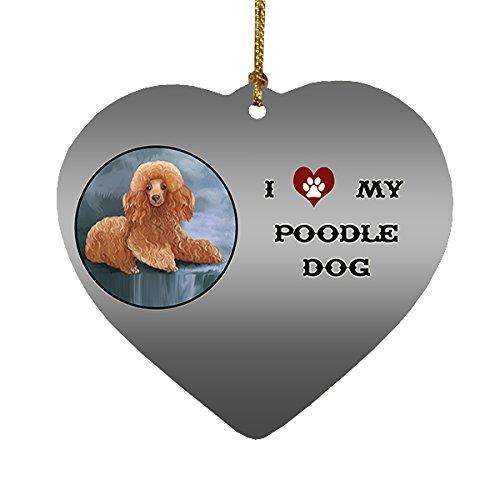 I Love My Poodle Dog Heart Christmas Ornament
