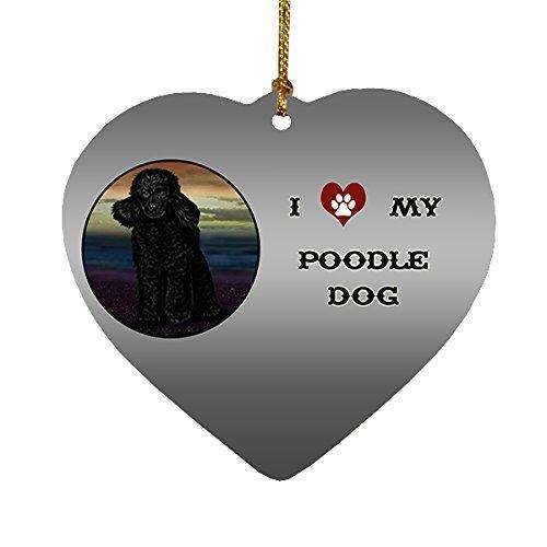 I Love My Poodle Dog Heart Christmas Ornament