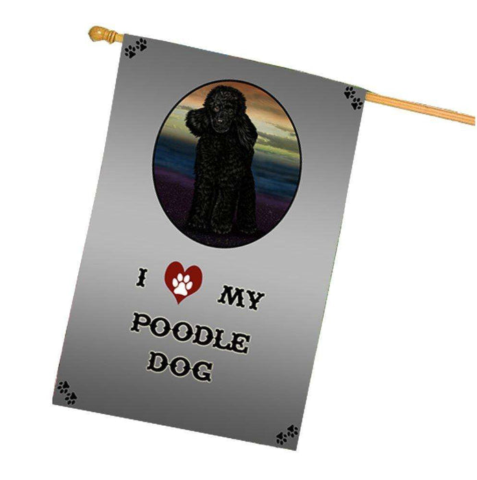 I Love My Poodle Dog House Flag