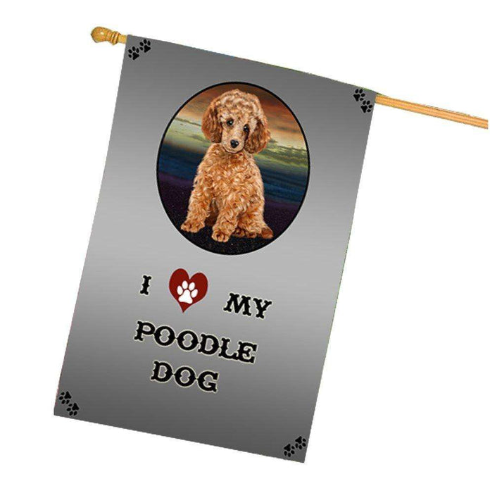 I Love My Poodle Dog House Flag