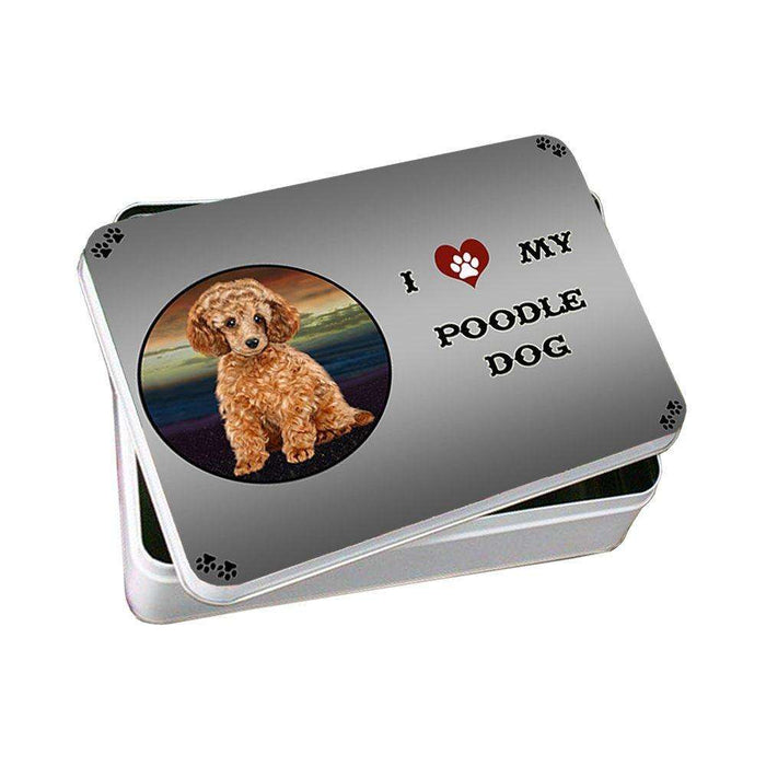I Love My Poodle Dog Photo Storage Tin