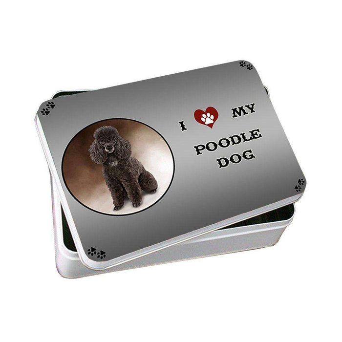 I Love My Poodle Dog Photo Storage Tin