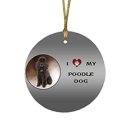 I Love My Poodle Dog Round Christmas Ornament