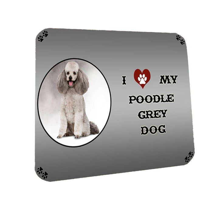 I Love My Poodle Grey Dog Coasters Set of 4