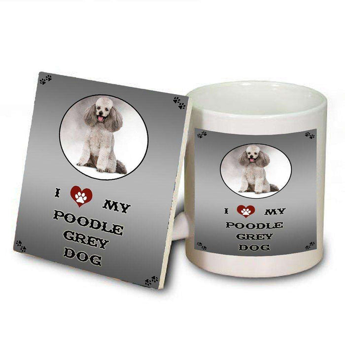 I Love My Poodle Grey Dog Mug and Coaster Set