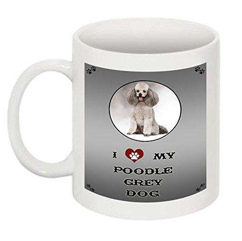I Love My Poodle Grey Dog Mug