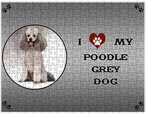 I Love My Poodle Grey Dog Puzzle with Photo Tin