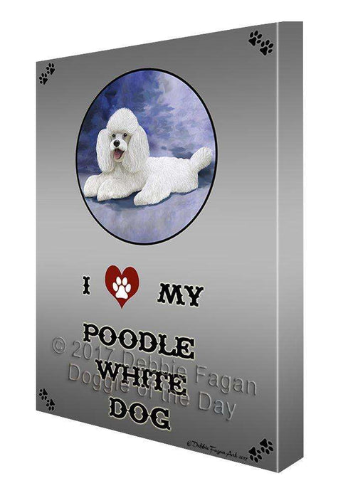 I Love My Poodle White Dog Canvas Wall Art D249