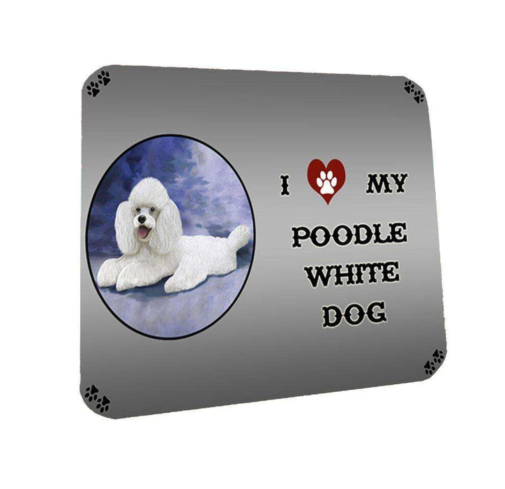 I Love My Poodle White Dog Coasters Set of 4