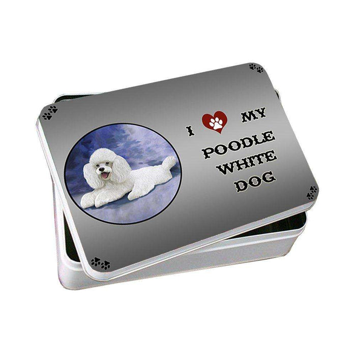 I Love My Poodle White Dog Photo Storage Tin