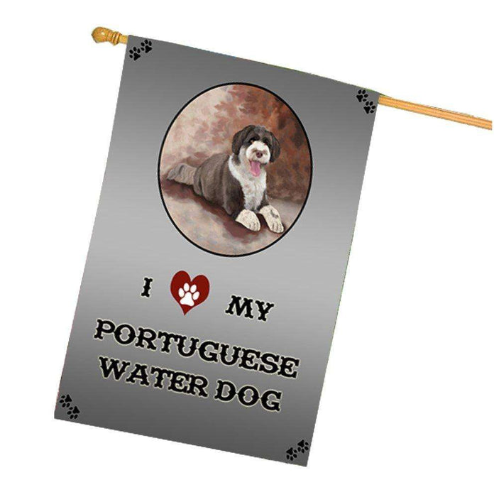 I Love My Portuguese Water Dog House Flag