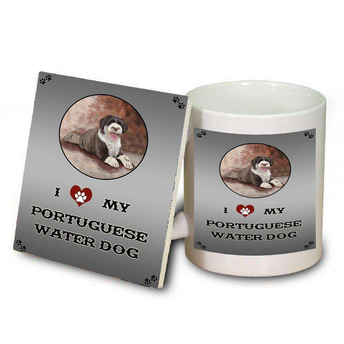 I Love My Portuguese Water Dog Mug and Coaster Set