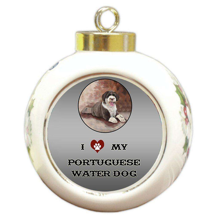 I Love My Portuguese Water Dog Round Ball Christmas Ornament