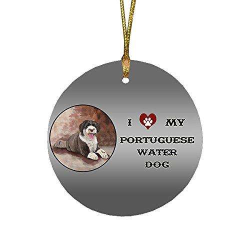 I Love My Portuguese Water Dog Round Christmas Ornament