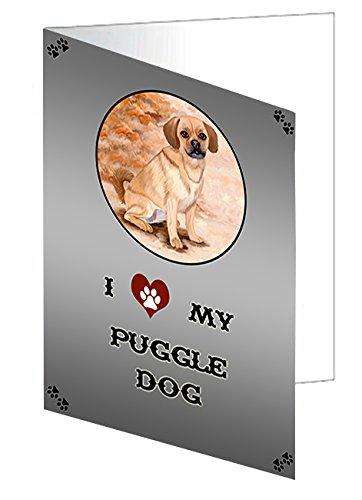 I Love My Puggle Dog Handmade Artwork Assorted Pets Greeting Cards and Note Cards with Envelopes for All Occasions and Holiday Seasons