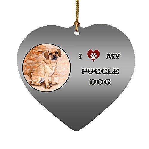 I Love My Puggle Dog Heart Christmas Ornament