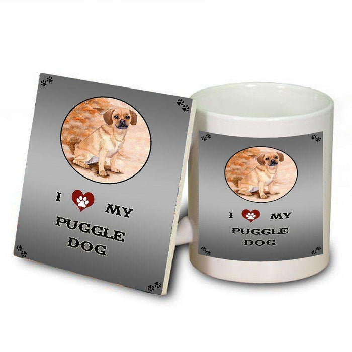 I Love My Puggle Dog Mug and Coaster Set